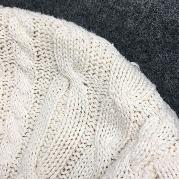 Vintage GAP Sweater Men's L Ivory Cable Knit V Neck Heavy Boxy Hong Kong Aran - Picture 4 of 16